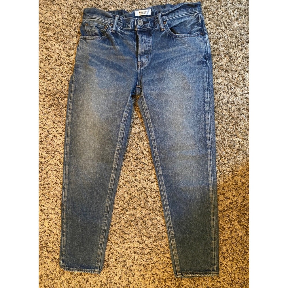Moussy Vintage Womens Blue Tapered Leg Button Fly Jeans Size 26 Made in Japan
